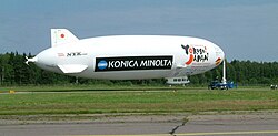 Yokoso! Japan passenger airship at the Malmi Airport in Helsinki, Finland