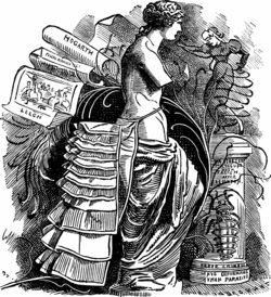 "An Old Parasite in a New Form": an 1881 Punch cartoon by Edward Linley Sambourne compares a crinoletta bustle to a parasitic insect's exoskeleton