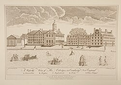 A 1767 engraving of Harvard College by Paul Revere