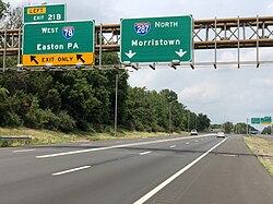 I-287 northbound at I-78 in Bedminster