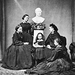 The Crown Princess of Prussia and her sisters in mourning for their father, March 1862