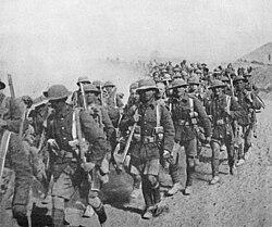 British troops on the march in Mesopotamia, 1917