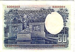 50 peseta banknote from 1935 – reverse side