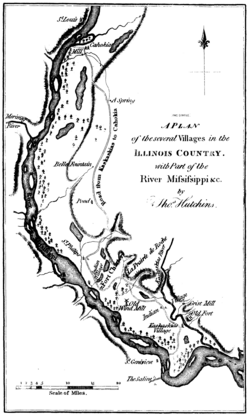 Thomas Hutchins map of settlements in the Illinois Country in 1778