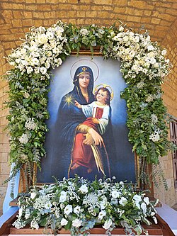 The icon of Saidet et Tallé, also known as "the Virgin of the Druze," is venerated by both the Druze and Maronite Christian communities. This veneration reflects the long-standing interfaith harmony in Lebanon.[57]