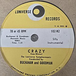 Crazy by Bill Buchanan and Dickie Goodman, a "silly instrumental" to be played at either 78- or 45-rpm