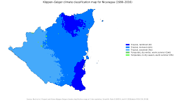 A Köppen climate classification map of Nicaragua