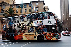 Bus transporting supporters during 2010 FIFA World Cup