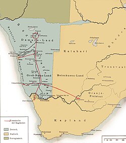 Map of the 1915 South West Africa campaign
