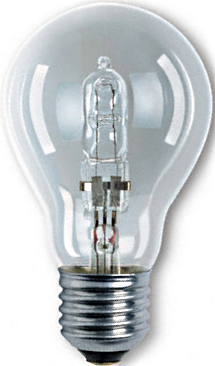 Xenon halogen lamp with an E27 base, which can replace a non-halogen bulb