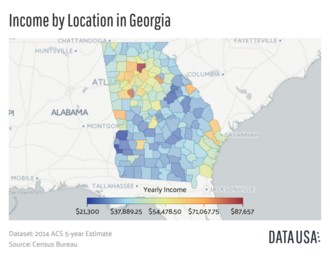 Map displaying Georgia's median income by country
