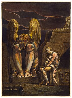Relief etching by William Blake, frontispiece to America a Prophecy (Copy A, printed 1795)