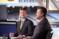 Jamie Campbell and Gregg Zaun providing Sportsnet coverage of a Toronto Blue Jays game in 2011
