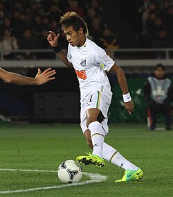 Neymar on the ball during the 2011 Club World Cup final against Barcelona