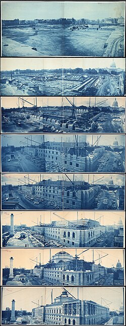 indigo progress construction photographs of the Library of Congress Jefferson Building