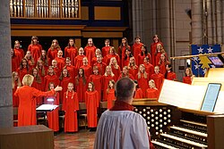 The Uppsala Cathedral girl's choir for young girls and adolescents singing during the consecration mass of two new bishops.