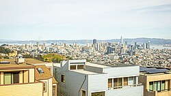 San Francisco cityscape and East Bay, from Pikes Peak, above the Castro