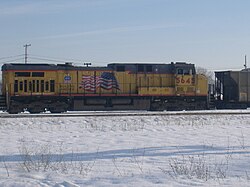 GE AC4400CW UP #5645 in Battle Creek, Michigan, with the Flags and Flares paint scheme