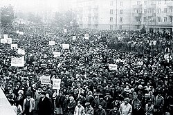 The first major demonstration in Stepanakert on February 13, 1988. Traditionally considered the start of the Artsakh movement.