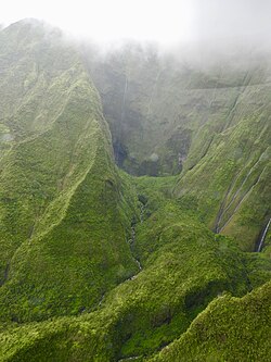 Waterfalls around the caldera