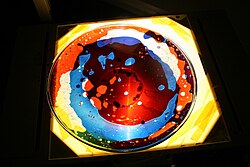 Psychedelic liquid light shows using powerful lamps have been used to project swirling colours onto screens since the 1960s