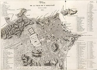 Map of the city of Rio de Janeiro in 1820, then capital of the Kingdom of Portugal, with the transfer of the court to Brazil.