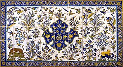 Painted tiles with design of birds from Qajar dynasty, Iran