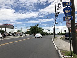 Signage for CR 514 in Linden at Park Avenue incorrectly signing it as its terminus