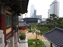 View of the COEX from the nearby Bongeunsa Temple