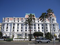 The hotel as seen from the Promenade des Anglais
