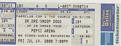 Ticket for Dr. Dre's Up in Smoke Tour in Albany, New York, July 2000