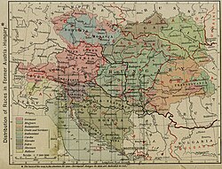 Post-WWI borders on an ethnic map
