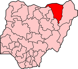 Location of Yobe State in Nigeria
