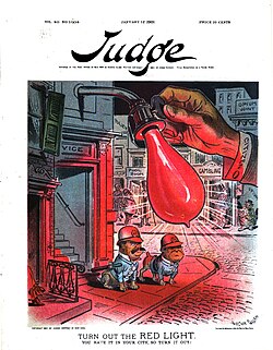 An early reference to red-light districts on a January 1901 Judge cover