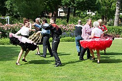 American-style square dancers performing outdoors in Schleswig-Holstein, Germany in 2014
