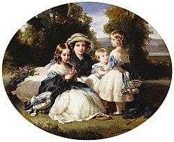 Victoria with her sisters Alice, Louise and Helena. Portrait by Franz Xaver Winterhalter, 1849.