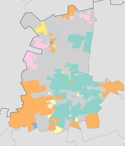 Geographical distribution of home languages in Pretoria None dominant