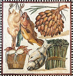 Still life on a 2nd-century Roman mosaic