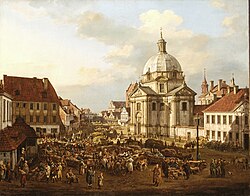 Benedictine church in Warsaw's New Town, depicted by Bellotto