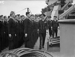 King George VI visiting the Home Fleet at Scapa Flow in March 1943