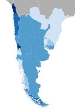 Southern Cone subnational entities by Human Development Index (2023) ≥ 0.900 0.875 – 0.900 0.825 – 0.875 0.825 – 0.825 < 0.825