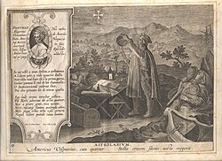 Vespucci finding the Crux constellation with an astrolabe during his 1499 voyage, event described in his Letter to Lorenzo di Pierfrancesco de' Medici. Print includes Vespucci's own allusion to a relevant passage in Dante's Purgatorio.