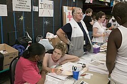 Residents of Louisiana, who had to flee their homes because of Hurricane Katrina, are inside the Houston Astrodome and being helped by the Red Cross and other agencies and associations.