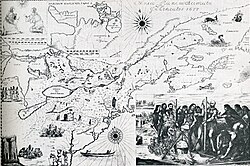 The Bressani map of 1657 depicting the martyrdom of Jean de Brébeuf