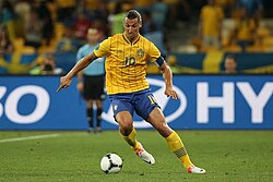 Ibrahimović on the ball for Sweden at UEFA Euro 2012