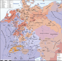 Religious fragmentation in Central Europe at the outbreak of the Thirty Years' War (1618)