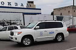 UN car in Dnipro, Ukraine