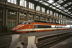 The TGV Sud-Est, at the Gare de Lyon, in 1982