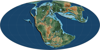 Map of geography during the Early Jurassic, around 190 million years ago
