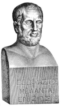 The bust inscribed "Θεόφραστος Μελάντα Ἐρέσιος (Theophrastos Melanta Eresios)"